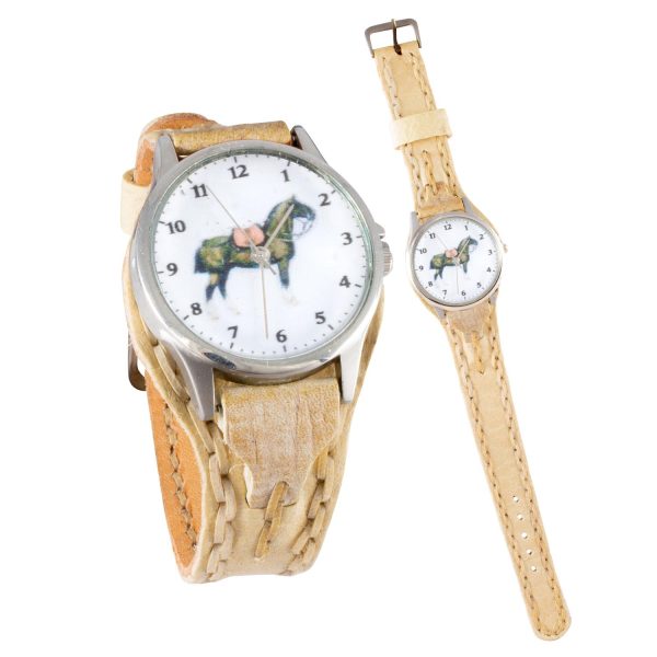 Reloj malla entera de cuero crudo con tejido de borde para hombre - Imagen 2
